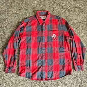 Ohio State Buckeyes Mens Large Shirt Football Flannel Plaid Button Up